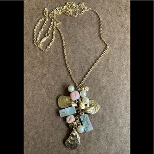 NAPIER Vintage Nautical Shell Natural Stone Cluster Pendant Necklace